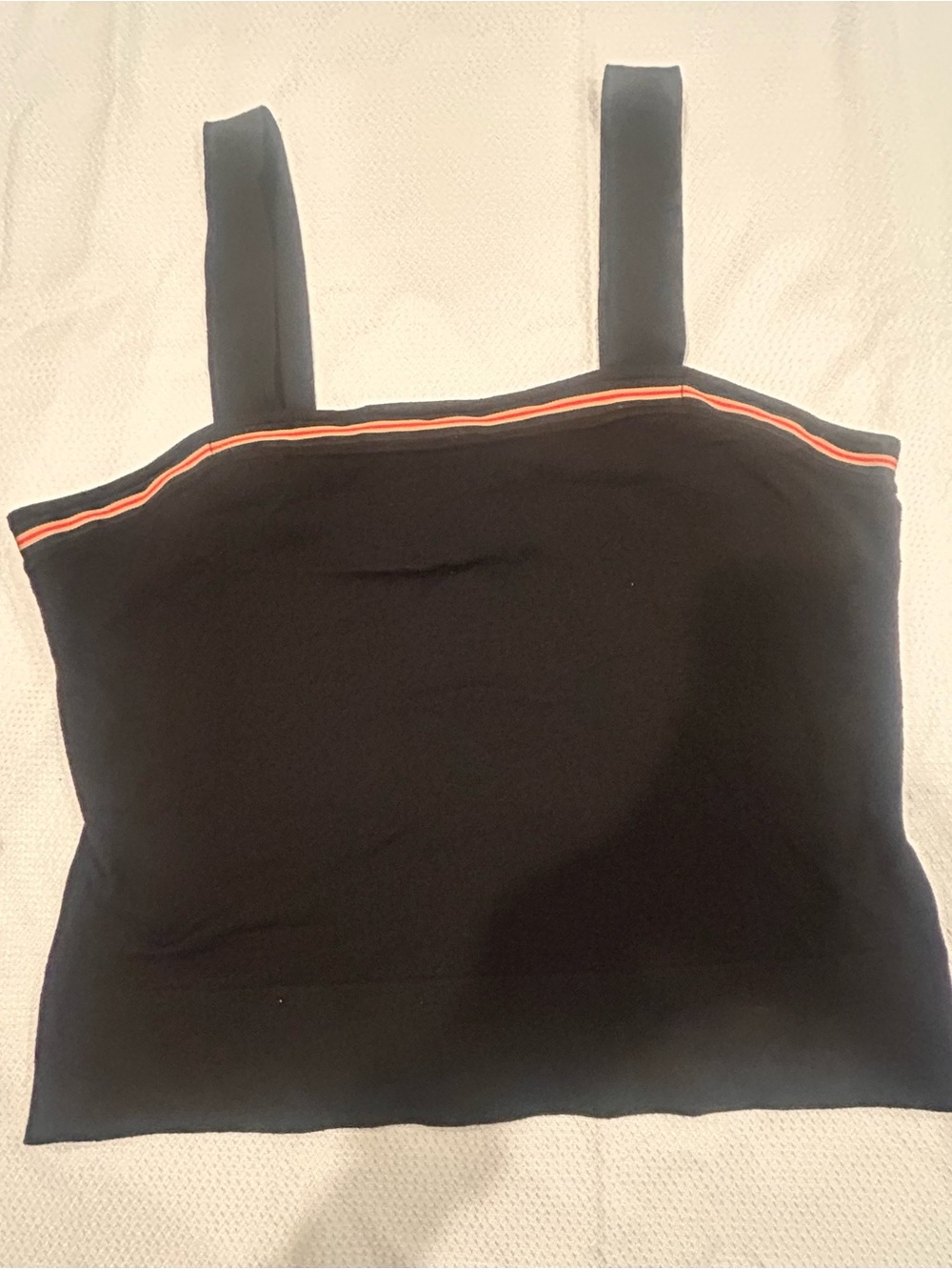 Bandolino Black Crop Tank with Red, Green and Cream Stripe